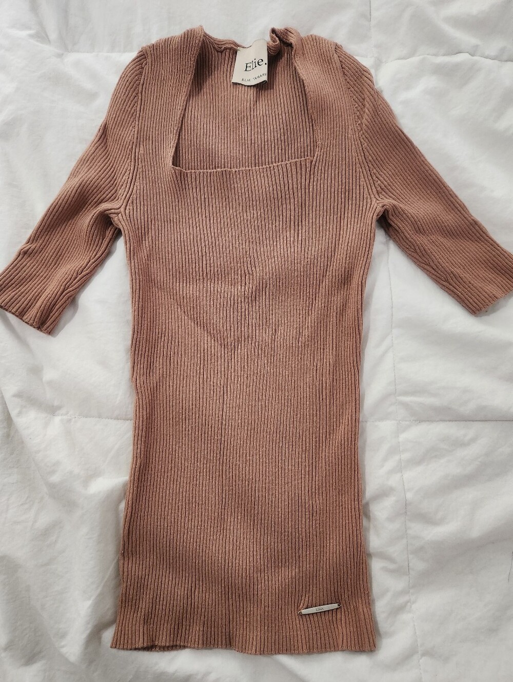 Elie Tahari Stretch Knit Top Size Small Casual Business Ribbed